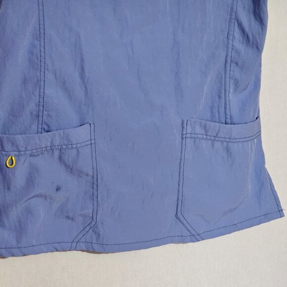 Lot of 3 Four-Stretch Womens Blue Nursing Scrub Top Pockets V-Neck Flexible Sz S - Picture 4 of 11